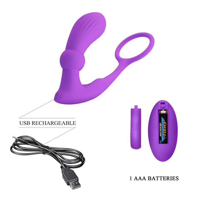 Warren Remote Controlled Vibrating and Pulsating Anal Plug and Penis Ring